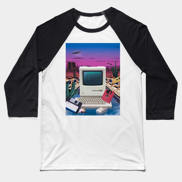 Computer Desert Baseball T-Shirt by Mr.Melville